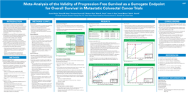 Meta-Analysis of the Validity of Progression-Free Survival As a Surrogate Endpoint 623P for Overall Survival in Metastatic Colorectal Cancer Trials