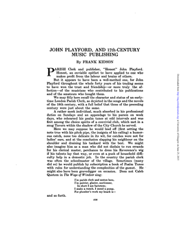 JOHN PLAYFORD, and Uth-CENTURY MUSIC PUBLISHING by FRANK KIDSON