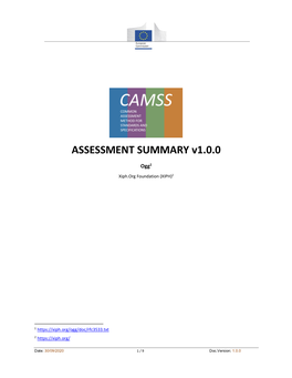 ASSESSMENT SUMMARY V1.0.0