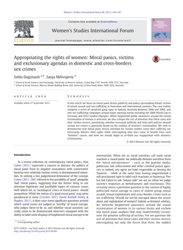 Moral Panics, Victims and Exclusionary Agendas in Domestic and Cross-Borders Sex Crimes