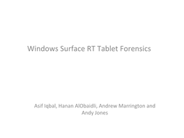 Windows Surface RT Tablet Forensics