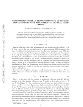 Generalized Galilean Transformations of Tensors and Cotensors with Application to General Fluid Motion