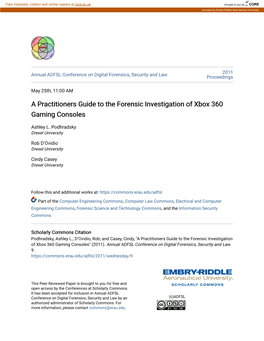 A Practitioners Guide to the Forensic Investigation of Xbox 360 Gaming Consoles