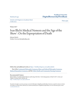 Ivan Illich's Medical Nemesis and the 'Age of the Show': on the Expropriation of Death