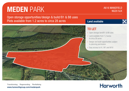 MEDEN PARK NG20 9JX Open Storage Opportunities/Design & Build/B1 & B8 Uses Plots Available from 1.2 Acres to Circa 28 Acres Land Available