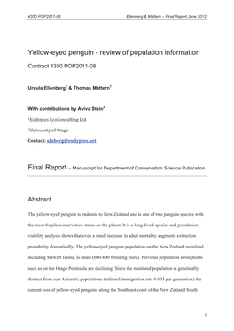 Yellow-Eyed Penguin - Review of Population Information