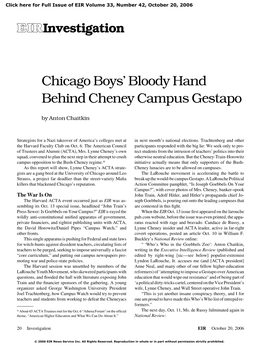 Chicago Boys' Bloody Hand Behind Cheney Campus Gestapo