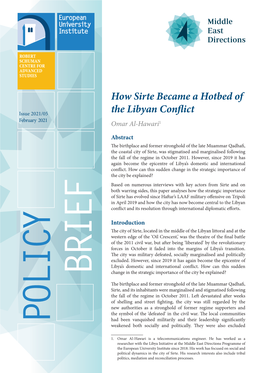 How Sirte Became a Hotbed of the Libyan Conflict Sirte: a New Frontline (June 2020) Cover