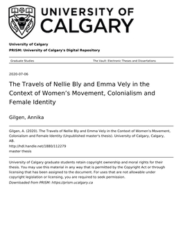 The Travels of Nellie Bly and Emma Vely in the Context of Women's