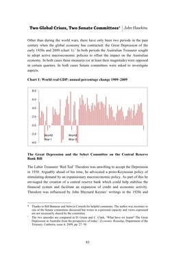 Two Global Crises, Two Senate Committees* John Hawkins