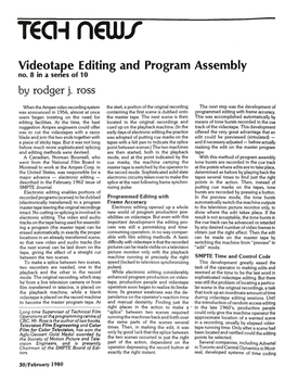 T€Ah N€Ujr Videotape Editing and Program Assembly No