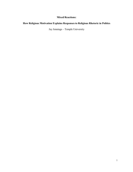 How Religious Motivation Explains Responses to Religious Rhetoric in Politics