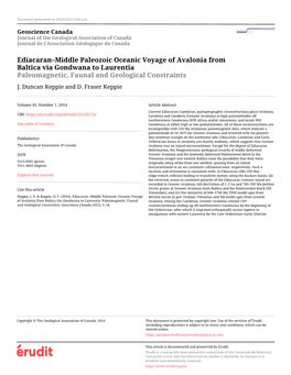 Ediacaran–Middle Paleozoic Oceanic Voyage of Avalonia from Baltica Via Gondwana to Laurentia Paleomagnetic, Faunal and Geological Constraints J