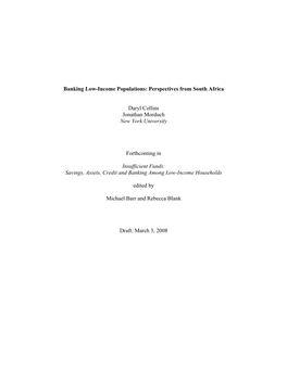 Banking Low-Income Populations: Perspectives from South Africa