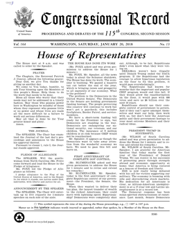 Congressional Record United States Th of America PROCEEDINGS and DEBATES of the 115 CONGRESS, SECOND SESSION