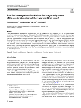 Forgotten Ligaments of the Anterior Abdominal Wall: Have You Heard Their Voices?