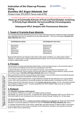 Eurofins IAC Ergot Alkaloids 3Ml Product Code: EFLS3275 Tecna Code:IA768