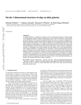 On the 3 Dimensional Structure of Edge-On Disk Galaxies 3