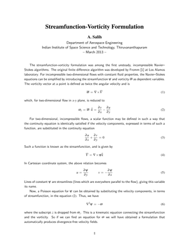 Streamfunction-Vorticity Formulation