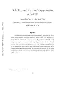 Little Higgs Models and Single Top Production at The