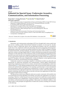 Underwater Acoustics, Communications, and Information Processing