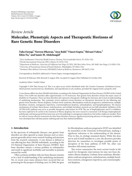 Molecular, Phenotypic Aspects and Therapeutic Horizons of Rare Genetic Bone Disorders