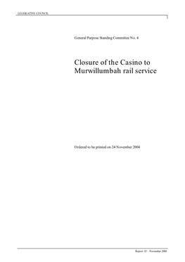 Final Report of the Ministerial Inquiry Into Sustainable Transport, December 2003, (Hereafter Referred to As the Final Parry Report)