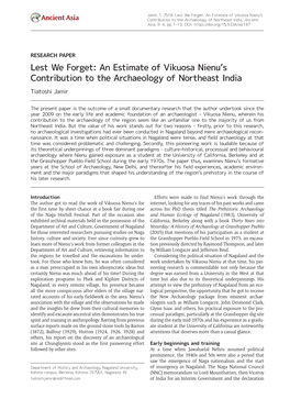 An Estimate of Vikuosa Nienu's Contribution to the Archaeology Of