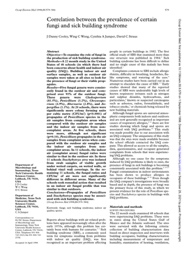 Correlation Between the Prevalence of Certain Fungi and Sick Building