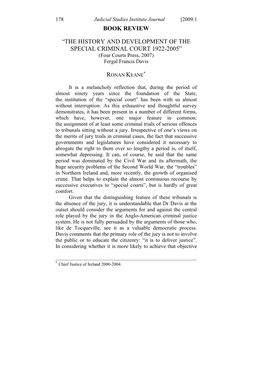 THE HISTORY and DEVELOPMENT of the SPECIAL CRIMINAL COURT 1922-2005” (Four Courts Press, 2007) Fergal Francis Davis