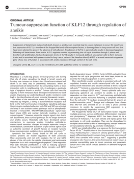 Tumour-Suppression Function of KLF12 Through Regulation of Anoikis