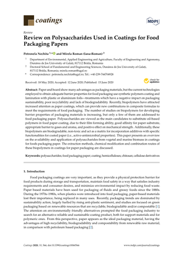 Review on Polysaccharides Used in Coatings for Food Packaging Papers