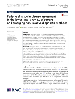 Peripheral Vascular Disease Assessment in the Lower Limb: a Review of Current and Emerging Non‑Invasive Diagnostic Methods