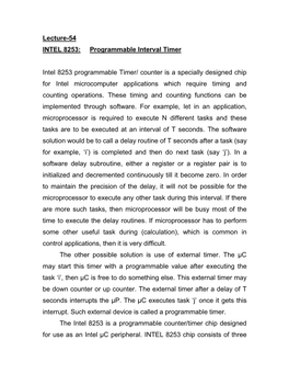 Lecture-54 INTEL 8253: Programmable Interval Timer Intel