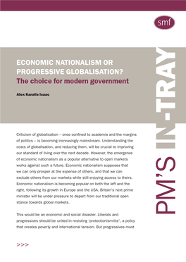 ECONOMIC NATIONALISM OR PROGRESSIVE GLOBALISATION? the Choice for Modern Government