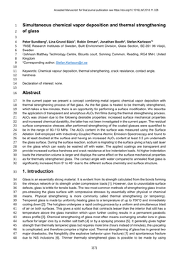 Simultaneous Chemical Vapor Deposition and Thermal Strengthening of Glass Abstract 1. Introduction