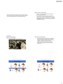 Basic Forms of Learning Classical Conditioning