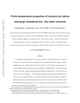 Finite Temperature Properties of Clusters by Replica Exchange Metadynamics: the Water Nonamer