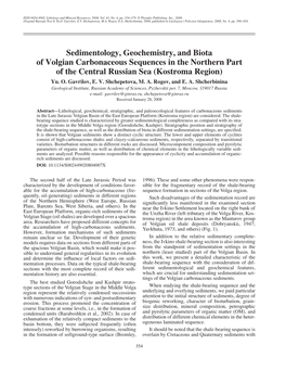 Sedimentology, Geochemistry, and Biota of Volgian Carbonaceous Sequences in the Northern Part of the Central Russian Sea (Kostroma Region) Yu