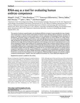 RNA-Seq As a Tool for Evaluating Human Embryo Competence