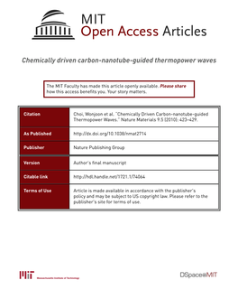 Chemically Driven Carbon-Nanotube-Guided Thermopower Waves