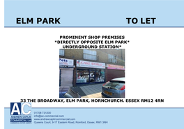 Elm Park to Let