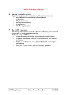 ARM Processor Family