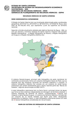 Sds Diretoria De Recursos Hídricos – Drhi Gerência De Planejamento De Recursos Hídricos - Gephi