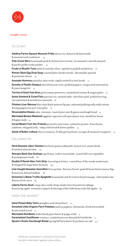 Tonight's Menu to START & Mustard Seed Condiment 14 Pate Grand