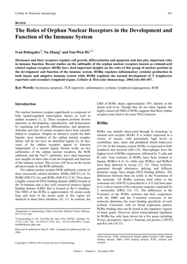 The Roles of Orphan Nuclear Receptors in the Development and Function of the Immune System