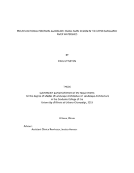 Multifunctional Perennial Landscape: Small Farm Design in the Upper Sangamon River Watershed