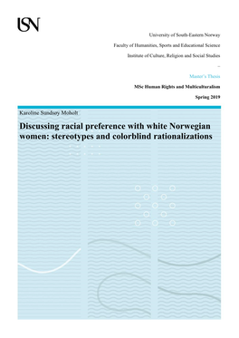 Discussing Racial Preference with White Norwegian Women: Stereotypes and Colorblind Rationalizations