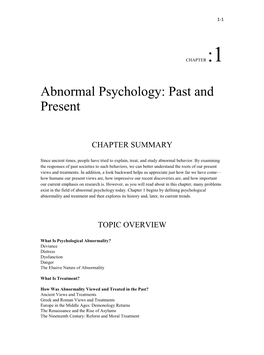 Abnormal Psychology: Past and Present