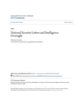 National Security Letters and Intelligence Oversight Michael J